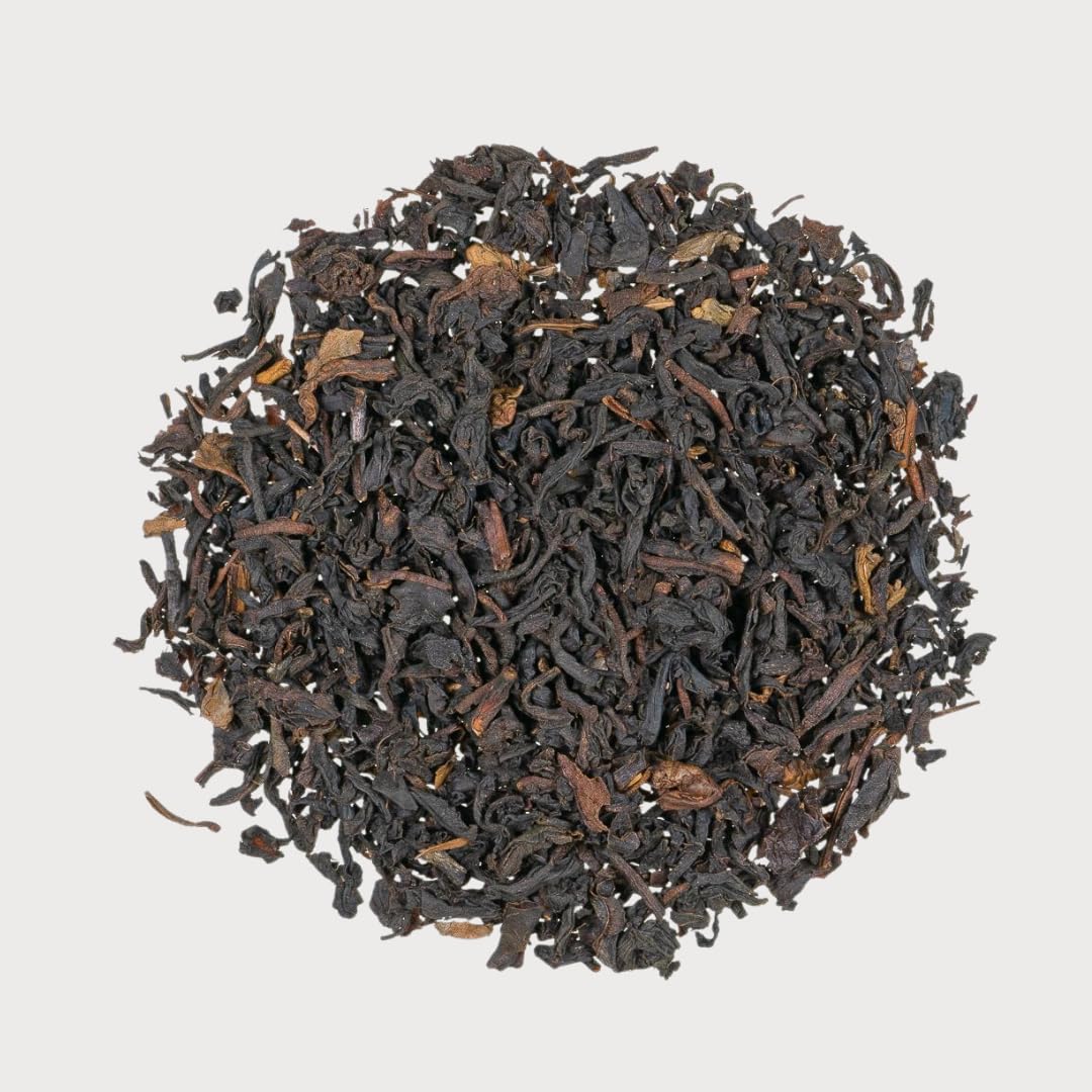 Loose Darjeeling black tea blended with citrus notes shown before brewing