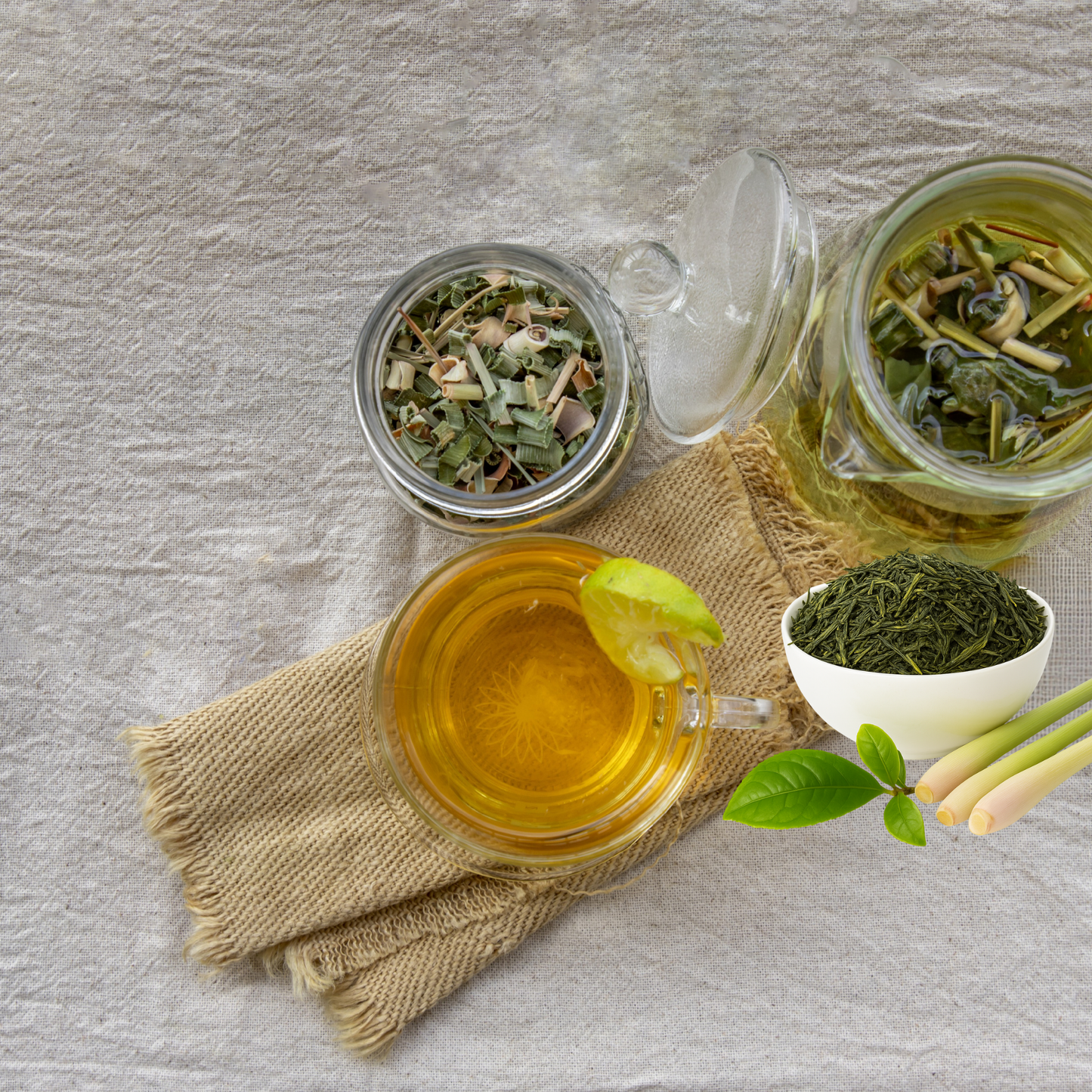 Loose leaf Darjeeling black tea blended with lemongrass pieces.