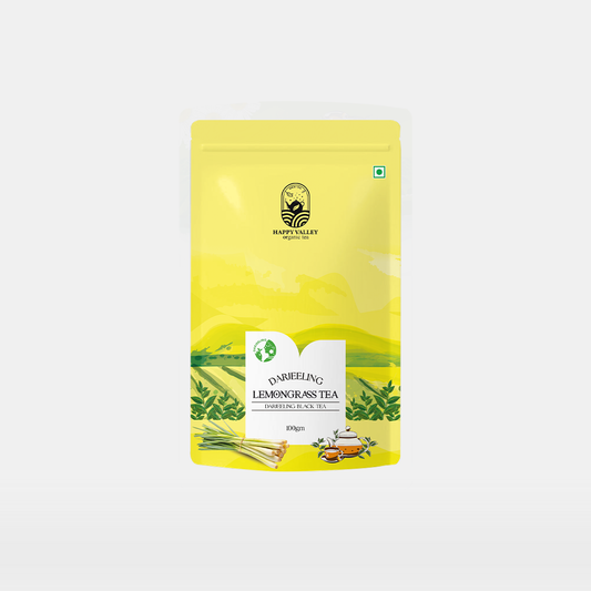 Happy Valley Darjeeling Lemongrass Black Tea whole leaf tea in resealable pouch