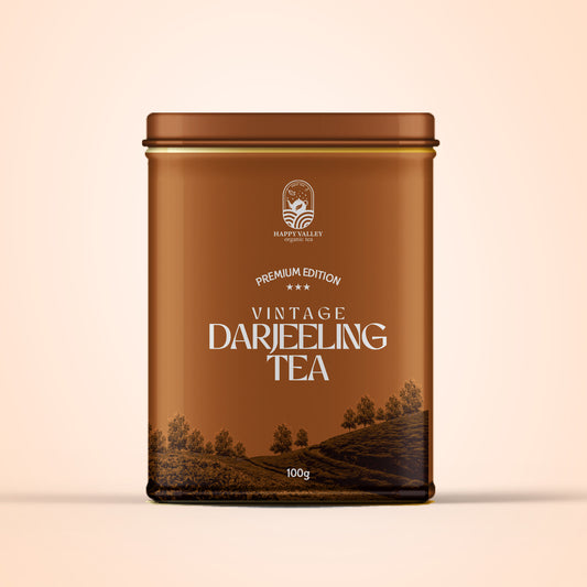 Happy Valley premium edition vintage Darjeeling tea in elegant metal tin