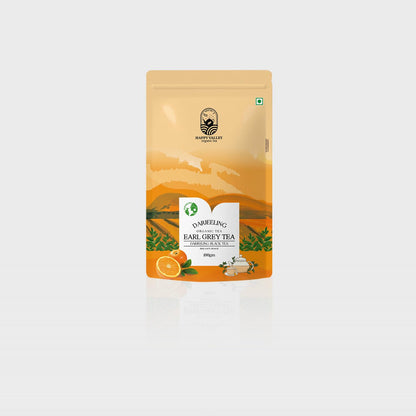 Happy Valley Darjeeling Earl Grey Orange tea packed in resealable pouch.
