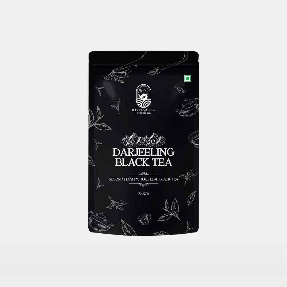 Happy Valley's branding on a Darjeeling Black Tea Second Flush Whole Leaf Black Tea